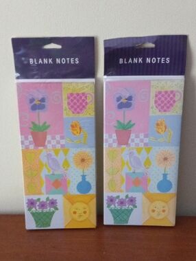 Gibson Floral & Bird Blank Note Card Sets- Pink, Yellow, Blue, Green
